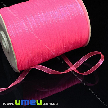 Стрічка з органзи, 6 мм, Рожева (LEN-015775)