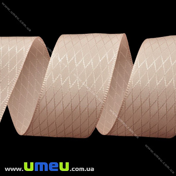 Атласная лента Ромбики, 25 мм, Персиковая (LEN-025628)