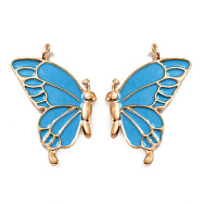 Подвеска метал. Бабочка парная синяя, 34х32 мм, Золото (POD-053763)