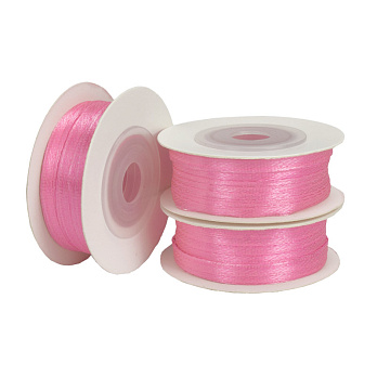 Атласна стрічка двостороння, 3 мм, Рожева (LEN-056750)