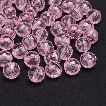 Намистини акрилові, Круглі грановані, 8 мм, Рожеві світлі (BUS-054519)