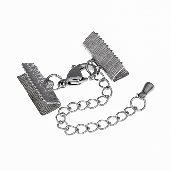 Замок-карабін із нерж. ст. із затискачами 15х7 мм, Темне срібло (STL-055766)