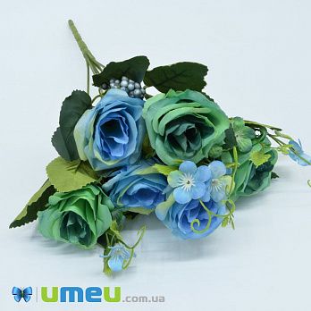 Букет троянд, 33 см, М'ятно-блакитний (DIF-044939)