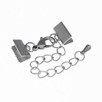 Замок-карабін із нерж. ст. із затискачами 10х7 мм, Темне срібло (STL-055764)