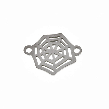 Коннектор из нерж. стали Паутина, 18х14 мм, Темное серебро (STL-061397)
