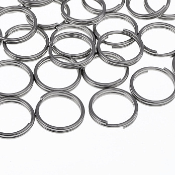 Колечки двойные из нерж. стали, 12 мм, Темное серебро (STL-055843)