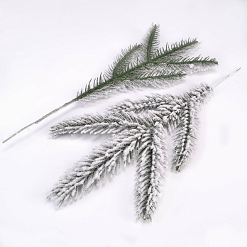 Гілка ялинки в снігу одностороння, Зелена, 23-24 см (DEC-052631)