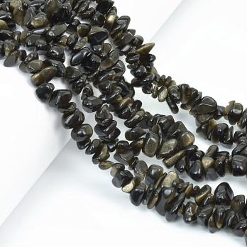 Намистини (скол) Обсидіан золотистий, Натур. камінь, 5-10 мм (79-80 см) (BUS-057722)