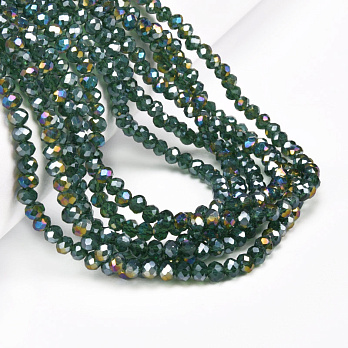 Бусины рондели, 4х3,5 мм, Зеленые темные АВ (BUS-061126)