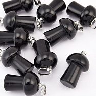 Подвеска Грибочек, Натур. камень Обсидиан черный, 25х15 мм (POD-058597)