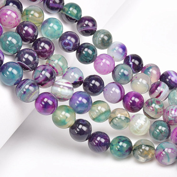 Намистини Агат фіолетово-зелений, Натур. камінь, 10 мм, Круглі, 19 см (BUS-060727)