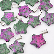 Подвеска Звезда, Натур. камень Рубин в цоизите, 23х20 мм (POD-031861)