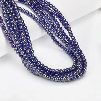 Намистини скляні прозорі, 4,5 мм, Круглі, Сині АВ (BUS-057251)