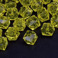 Намистини для сумок ОПТ Акрилові, Куб гранований, 11,5х10 мм, Жовті (BUS-059947)