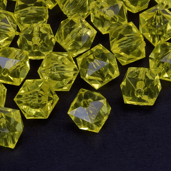 Намистини для сумок ОПТ Акрилові, Куб гранований, 11,5х10 мм, Жовті (BUS-059947)