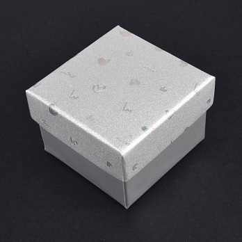 Коробочка Квадратная под колечко, 5х5х3,5 см, Серебристая (UPK-060582)