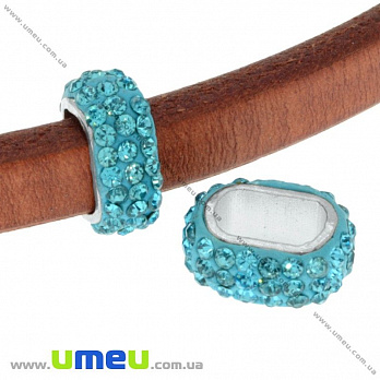 Намистина Regaliz (Licorice) зі стразами, 16х13х7 мм, Блакитна (BUS-016910)