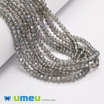 Бусины рондели, 4х3 мм, Серые АВ (BUS-049103)