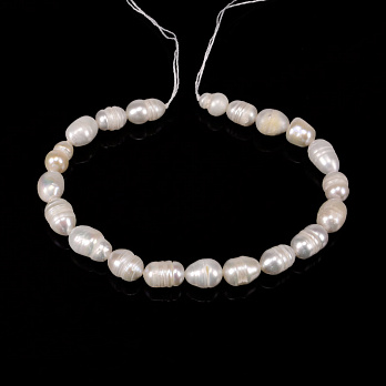 Бусины Жемчуг речной натуральный молочный, Рис, 6-7х8-10 мм (18 см) (BUS-053734)