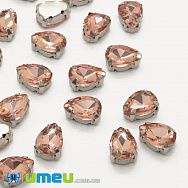 Шатон крапля 10х7 мм, Темне срібло, Персиковий (KAB-040754)