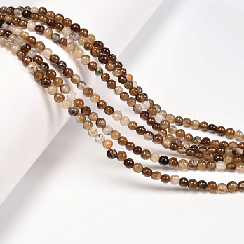 Намистини Агат коричневий, Натур. камінь, 4 мм, Круглі (BUS-053936)