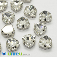 Шатон трілліант К9 12,5х12 мм, Темне срібло, Білий (KAB-041019)