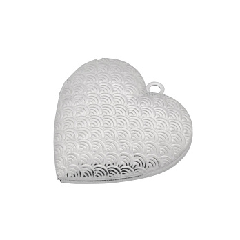 Медальон Сердце с узором из нержавеющей стали, 29х29х7 мм, Темное серебро  (STL-054452)