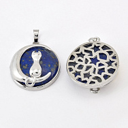 Підвіска Котик на місяці, Натур. камінь Ляпіс Лазурит, 33х28 мм (POD-058602)