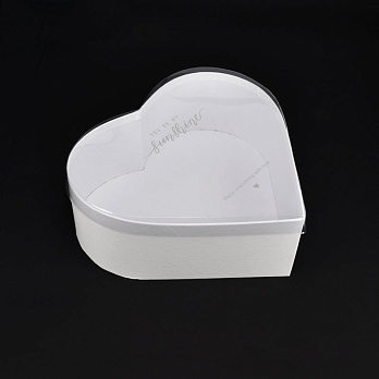 Подарочная коробка Сердце с прозрачной крышкой, 23х21х8 см, Белая (UPK-060645)