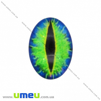 Кабошон скляний з принтом Око, 18х13 мм, Синій, Овал (KAB-018702)