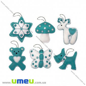 Набір з фетру для створення 6 іграшок, Ялинкові іграшки ФН-61, 6х7 см (FLT-034847)