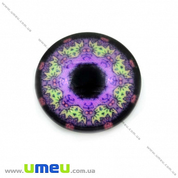 Кабошон стекл. с принтом Узор, 18 мм, Круглый (KAB-013641)