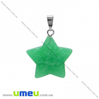 Подвеска из натурального камня Звезда, Нефрит зеленый, 24х22 мм (POD-031857)