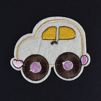 Термоаппликация детская Машинка, 6,5х5,5 см, Кремовая (APL-060008)