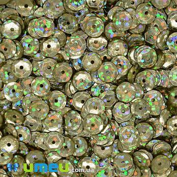 Пайетки Китай круглые граненые, 6,5 мм, Золотистые АВ (PAI-048067)