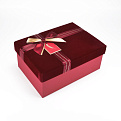 Подарочная коробка Бархатная прямоугольная, 22,5х16х10 см, Бордовая (UPK-060638)