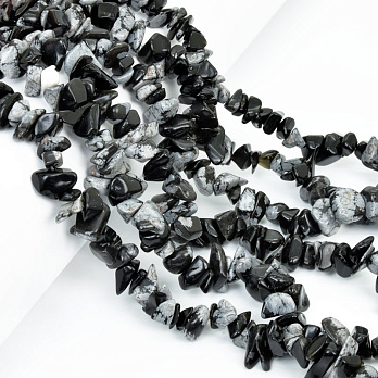 Намистини (скол) Сніжний обсидіан, Натур. камінь, 5-10 мм (79-80 см) (BUS-057713)