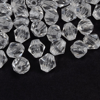 Бусины для сумок ОПТ Акриловые, Биконусы, 8х8 мм, Прозрачные (BUS-059928)