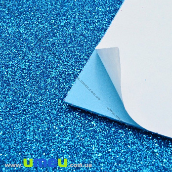 Фоамиран глиттерный на клеевой основе, 2 мм, Голубой, 20х30 см (FOM-028885)