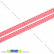 Репсова стрічка в горошок, 10 мм, Коралове (LEN-016648)