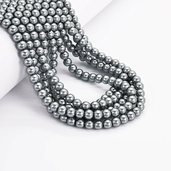 Намистини скляні Перли Premium, 6 мм, Сірі, Круглі (BUS-052060)