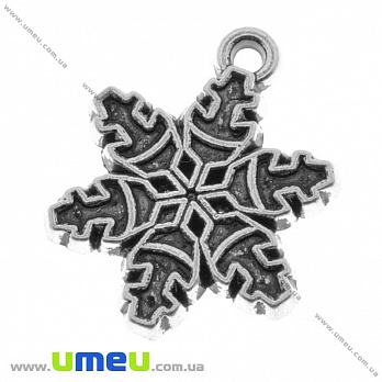 Подвеска метал. Снежинка, 21х17 мм, Античное cеребро (POD-000583)