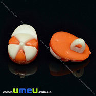 Пуговица пластиковая на ножке Кепка, 15х11 мм, Оранжевая (PUG-007529)