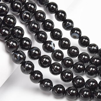 Бусины Агат черный, Натур. камень, 10 мм, Круглые, 19 см (BUS-060719)