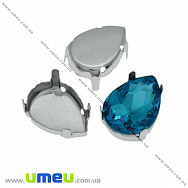 Оправа-цапи під Ріволі Крапля, 18х13 мм, Темне срібло (OSN-011157)