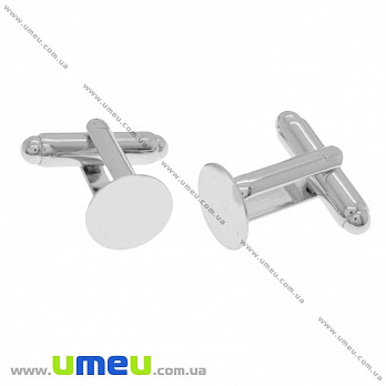 Основа для запонок з площадкою 10 мм, 16х18 мм, Темне срібло (OSN-018204)