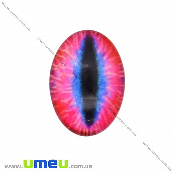 Кабошон скляний з принтом Око, 18х13 мм, Рожевий, Овал (KAB-018723)