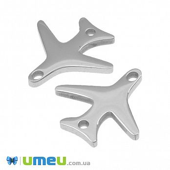 Конектор з нерж. сталі Літак, 15х15 мм, Темне срібло (STL-039722)