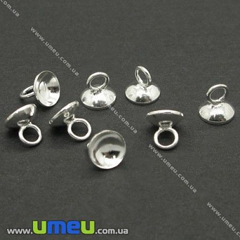 Держатель для стеклянной колбочки, 6х6 мм, Светлое серебро (DIF-006736)