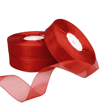 Стрічка з органзи, 20 мм, Червона (LEN-054920)